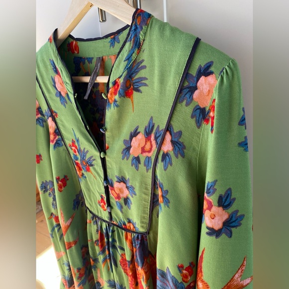 Anthropologie Lively Botanical Hummingbird Top - Picture 2 of 9